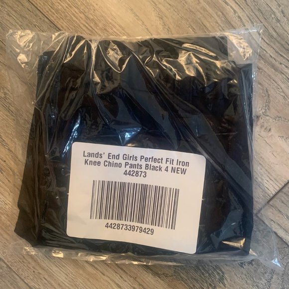 NWT LANDS' END GIRL'S PERFECT FIT IRON KNEE CHINO PANTS BLACK 4 - Picture 3 of 5